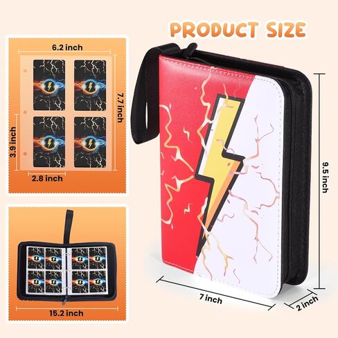 4-Pocket Trading Card Binder Bundle with 50 Sleeves Holds 400 Cards, Zipper Card Holder Album for Game and Sports Cards Collectors - Black in Saudi Arabia