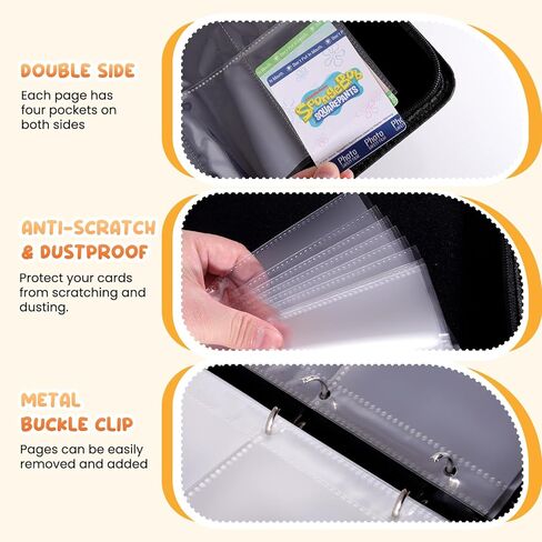 4-Pocket Trading Card Binder Bundle with 50 Sleeves Holds 400 Cards, Zipper Card Holder Album for Game and Sports Cards Collectors - Black in Saudi Arabia