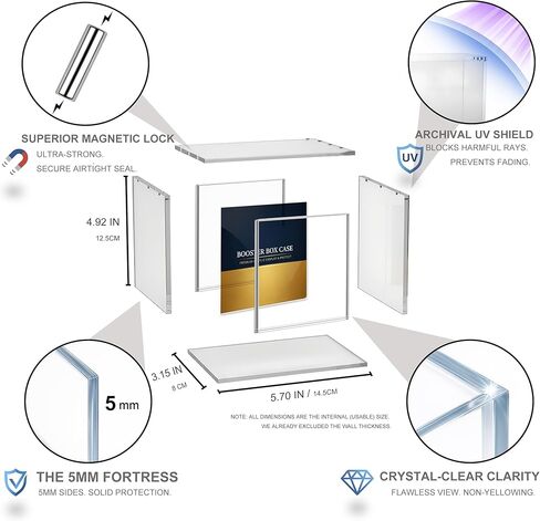 Booster Box Case with Archival UV Protection, 5mm Thick Acrylic Display Case, Superior Magnetic Lid Protector for TCG in Saudi Arabia