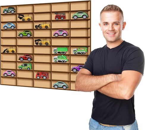 Menkxi 1 Pcs 110 Space Toy Car Display Case Wooden Wheels Shelf Wall Mounted Toy Car Storage Display Shelf Birthday Gift for Collectibles, Figurines, Shot Glasses in Saudi Arabia