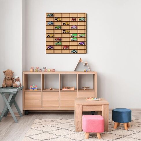 Menkxi 1 Pcs 110 Space Toy Car Display Case Wooden Wheels Shelf Wall Mounted Toy Car Storage Display Shelf Birthday Gift for Collectibles, Figurines, Shot Glasses in Saudi Arabia
