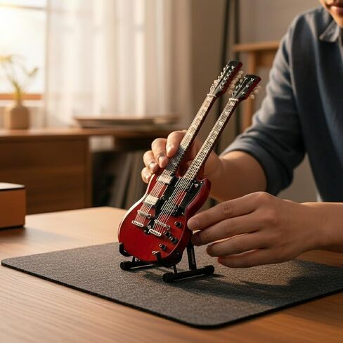 ACDC Angus Young Miniature Guitar, 1:4 Scale Miniature Replica Guitar Model - ACDC Mini Guitars for Desks - Red Cherry Hand Painted SG Guitar, Solid Mahogany Wood, 10 Inches in Kuwait