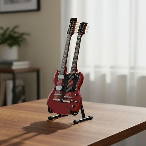 ACDC Angus Young Miniature Guitar, 1:4 Scale Miniature Replica Guitar Model - ACDC Mini Guitars for Desks - Red Cherry Hand Painted SG Guitar, Solid Mahogany Wood, 10 Inches in Kuwait