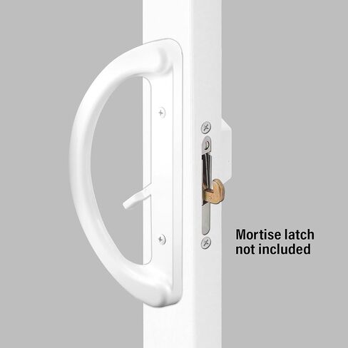 PRIME-LINE C 1225 Sliding Patio Door Handle Set & E 2014 Mortise Lock - Adjustable, Spring-Loaded Hook Latch Projection, Aluminum and Vinyl, 3-11/16", 45 Degree Keyway, Round Face in Saudi Arabia