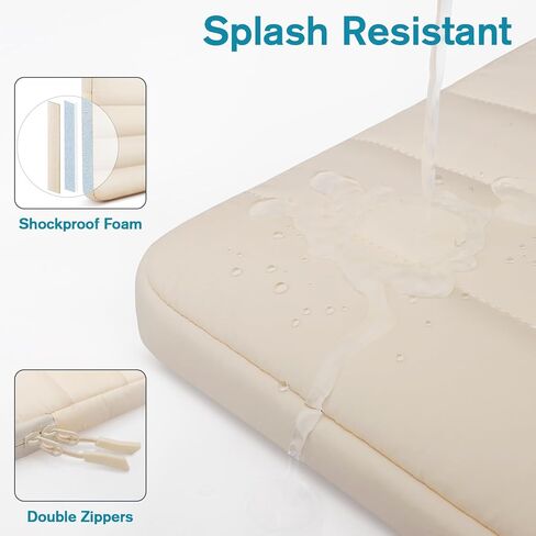 حافظة كمبيوتر محمول TECOOL Puffy 13.3 بوصة لجهاز MacBook Air 13 13.6 M4 M3 M2 2025 2024-2010، MacBook Pro 13/14 M4 M3 M2 M1 2024 2023-2012، غطاء حماية مقاوم للصدمات ومقاوم للماء، بيج in Saudi Arabia