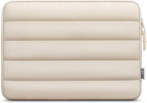 حافظة كمبيوتر محمول TECOOL Puffy 13.3 بوصة لجهاز MacBook Air 13 13.6 M4 M3 M2 2025 2024-2010، MacBook Pro 13/14 M4 M3 M2 M1 2024 2023-2012، غطاء حماية مقاوم للصدمات ومقاوم للماء، بيج in Saudi Arabia