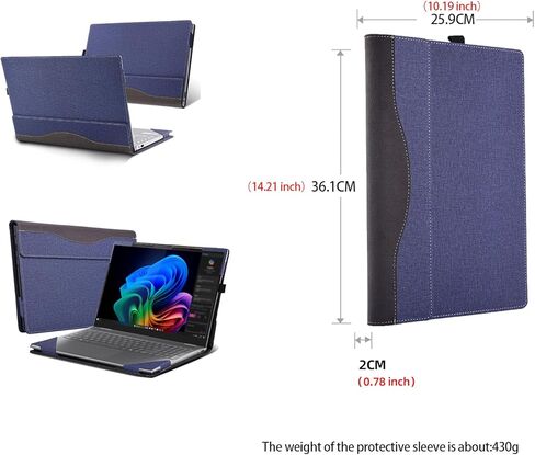حافظة كمبيوتر محمول لينوفو يوجا 7 2 في 1 16AKP10 | Yoga 7 2-in-1 16ILL10 16 بوصة [ليست نماذج أخرى] حافظة شاملة من جلد البولي يوريثان غطاء جيب داخلي (رمادي داكن) in Kuwait
