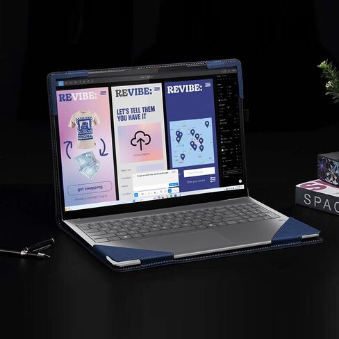 حافظة كمبيوتر محمول لينوفو يوجا 7 2 في 1 16AKP10 | Yoga 7 2-in-1 16ILL10 16 بوصة [ليست نماذج أخرى] حافظة شاملة من جلد البولي يوريثان غطاء جيب داخلي (رمادي داكن) in Kuwait
