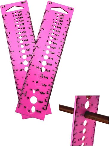 2PCS Pink Knitting Needle Gauge Measuring Tool - 16x4cm/6.3x1.6inch Hook & Sewing Needle Gauge for Students, Beginners & Craft Projects (Clear Scales, Safe ABS Material) in Kuwait
