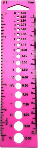 2PCS Pink Knitting Needle Gauge Measuring Tool - 16x4cm/6.3x1.6inch Hook & Sewing Needle Gauge for Students, Beginners & Craft Projects (Clear Scales, Safe ABS Material) in Kuwait