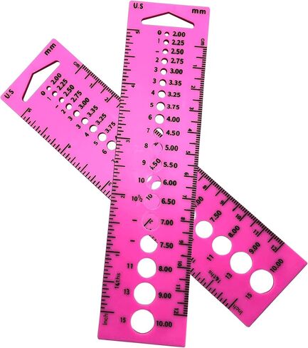 2PCS Pink Knitting Needle Gauge Measuring Tool - 16x4cm/6.3x1.6inch Hook & Sewing Needle Gauge for Students, Beginners & Craft Projects (Clear Scales, Safe ABS Material) in Kuwait