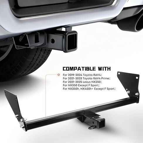 2" Receiver Trailer Hitch for Toyota RAV4/RAV4 Prime 2019-2024, for Lexus NX250/NX350(NOT for F Sport)/NX350h/NX450h+(NOT for F Sport) 2021-2025, Square Tube Frame, Black Class 3 Towing Hitch Kits in Saudi Arabia