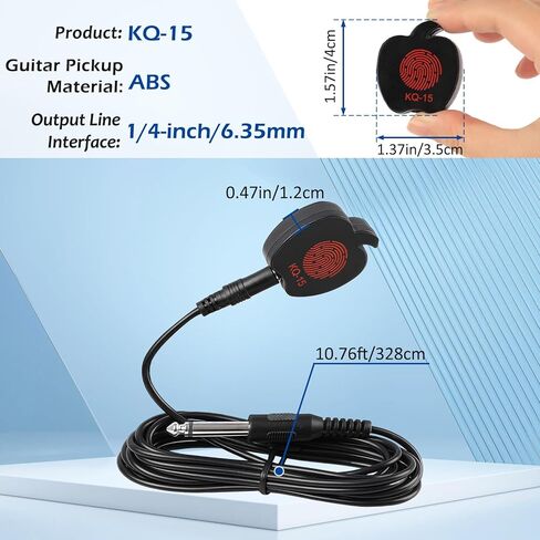 Clip-On Guitar Pickup for 38-42in Acoustic Guitar Electric Transducer Sound Amplify Pickup Cable Length 10ft in Saudi Arabia