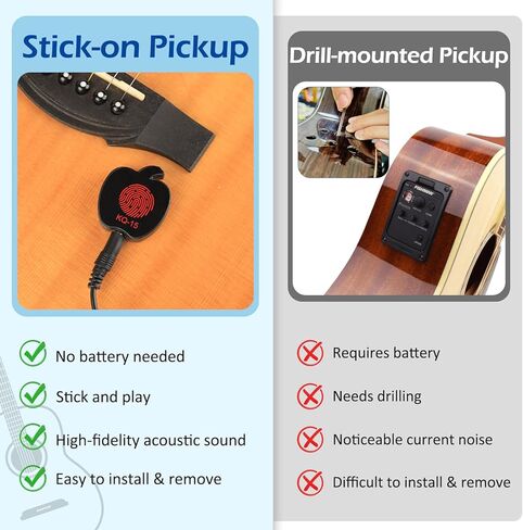 Clip-On Guitar Pickup for 38-42in Acoustic Guitar Electric Transducer Sound Amplify Pickup Cable Length 10ft in Saudi Arabia