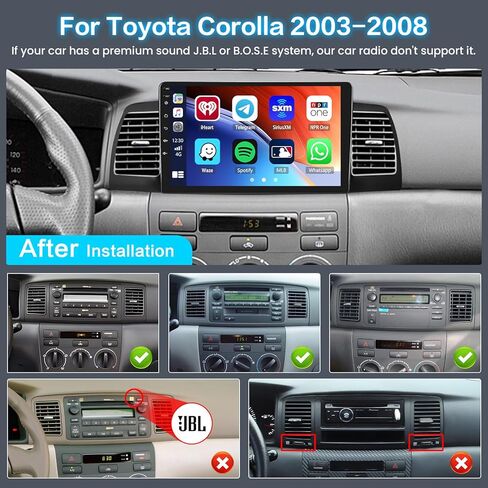 2+64GB 9 Inch Touchscreen Stereo Kit for Toyota Corolla EX 2005-2012 Android 13 Car Radio with Wireless CarPlay Android Auto FM/RDS GPS Bluetooth WiFi USB MIC SWC Canbus RCA+AHD Backup Camera in Saudi Arabia