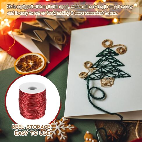 HARFINGTON 1.5mm Metallic Elastic Cords, Tinsel Elastic Stretch String Cord Thread Braiding Rope for Craft Making Gift Wrapping Ornaments, Green, 109 Yards in Saudi Arabia