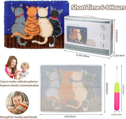 Generic Wolf Latch Hook Kits Rug DIY Cushion Tapestry Making Crochet Hook Mat Making Kits Color Preprinted Pattern Canvas DIY Carpet Needlework Crochet Kits 52x38cm (series-189), HYUAN 52DT LONRG189 in Saudi Arabia