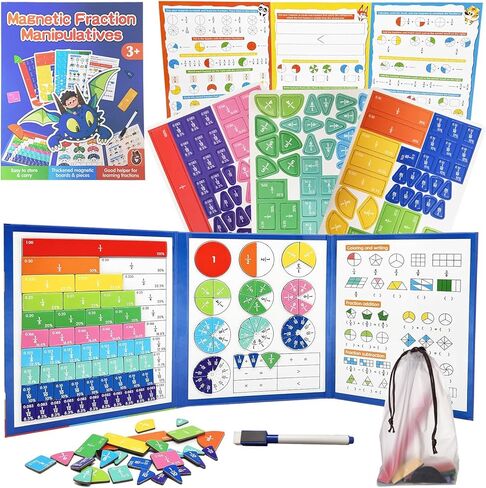 لغز تعليمي للكسر المغناطيسي، بلاط ودوائر الكسور، تجهيز قرص النتائج المغناطيسي، أدوات معالجة الرياضيات تعزز المهارات الرياضية لطلاب المدارس الابتدائية المبكرة in Kuwait