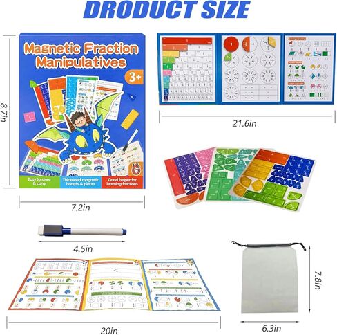 لغز تعليمي للكسر المغناطيسي، بلاط ودوائر الكسور، تجهيز قرص النتائج المغناطيسي، أدوات معالجة الرياضيات تعزز المهارات الرياضية لطلاب المدارس الابتدائية المبكرة in Kuwait