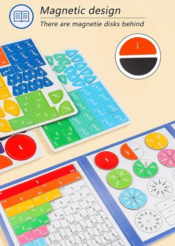 لغز تعليمي للكسر المغناطيسي، بلاط ودوائر الكسور، تجهيز قرص النتائج المغناطيسي، أدوات معالجة الرياضيات تعزز المهارات الرياضية لطلاب المدارس الابتدائية المبكرة in Kuwait