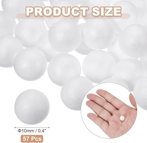 MECCANIXITY 57 Pcs White Craft Foam Balls 0.9 Inch Smooth Polystyrene Foam Balls for Crafts Christmas Wedding Party Decorations DIY Household Project in Saudi Arabia