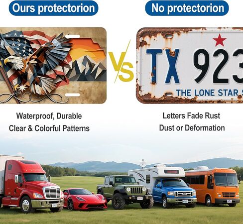 لوحة ترخيص أمامية - لوحة ترخيص من الألومنيوم مقاس 6 × 12 بوصة لتزيين السيارة مع العلم الأمريكي والنسر - لوحة مخصصة للسيارة وسيارات الدفع الرباعي والشاحنة والشاحنة (كرتون) in Kuwait