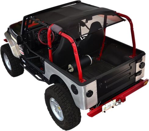 SPIDERWEBSHADE Original TJ Full Sunshade Top (1997-2006) متوافق مع Jeep Wrangler TJ Rubicon Sahara Sport جميع الديكورات - وسادة هوائية آمنة - صناعة أمريكية - ضمان 10 سنوات (أسود) in Kuwait