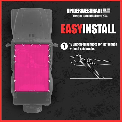 SPIDERWEBSHADE Original TJ Full Sunshade Top (1997-2006) متوافق مع Jeep Wrangler TJ Rubicon Sahara Sport جميع الديكورات - وسادة هوائية آمنة - صناعة أمريكية - ضمان 10 سنوات (أسود) in Kuwait