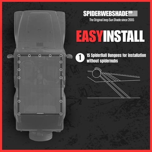 SPIDERWEBSHADE Original TJ Full Sunshade Top (1997-2006) متوافق مع Jeep Wrangler TJ Rubicon Sahara Sport جميع الديكورات - وسادة هوائية آمنة - صناعة أمريكية - ضمان 10 سنوات (أسود) in Kuwait