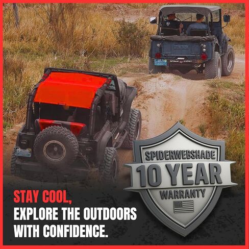 SPIDERWEBSHADE Original TJ Full Sunshade Top (1997-2006) متوافق مع Jeep Wrangler TJ Rubicon Sahara Sport جميع الديكورات - وسادة هوائية آمنة - صناعة أمريكية - ضمان 10 سنوات (أسود) in Kuwait