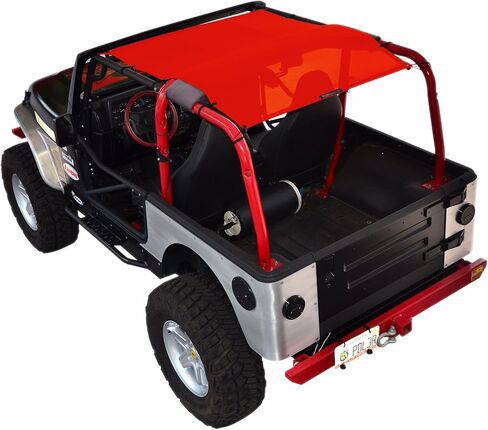 SPIDERWEBSHADE Original TJ Full Sunshade Top (1997-2006) متوافق مع Jeep Wrangler TJ Rubicon Sahara Sport جميع الديكورات - وسادة هوائية آمنة - صناعة أمريكية - ضمان 10 سنوات (أسود) in Kuwait