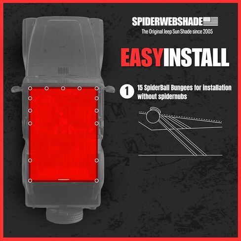SPIDERWEBSHADE Original TJ Full Sunshade Top (1997-2006) متوافق مع Jeep Wrangler TJ Rubicon Sahara Sport جميع الديكورات - وسادة هوائية آمنة - صناعة أمريكية - ضمان 10 سنوات (أسود) in Kuwait