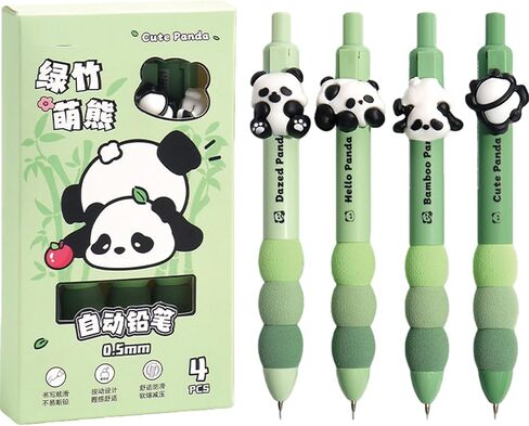 4 Pcs Cute Mechanical Pencils 0.5mm Cartoon Panda Mechanical Pencil Kawaii Soft Grip Mechanical Pencils School Pencil for Kids Students Girls Boys Women (Panda) in Saudi Arabia