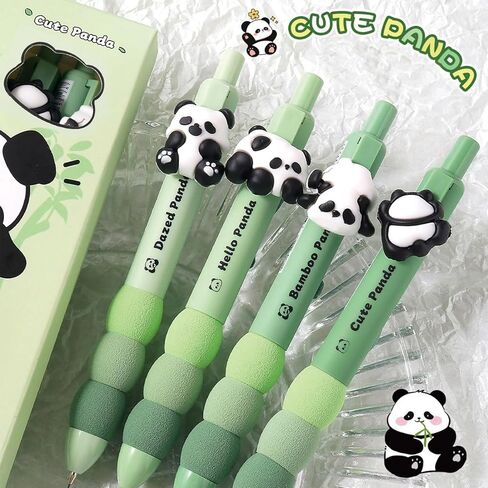4 Pcs Cute Mechanical Pencils 0.5mm Cartoon Panda Mechanical Pencil Kawaii Soft Grip Mechanical Pencils School Pencil for Kids Students Girls Boys Women (Panda) in Saudi Arabia