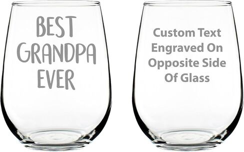 Best Grandpa Ever - Stemless Wine Glass Gift for Grandfathers & Dads - Fun Birthday Glassware - Large Glasses in Saudi Arabia