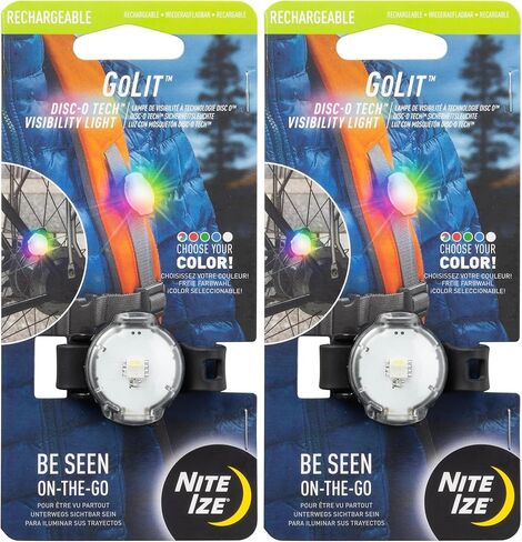 Nite Ize GoLit Rechargeable Visibility Light - LED Safety Light for Cycling, Running & Hiking - Rechargeable Light with Strap - Color-Changing Modes - Disc-O Tech in Saudi Arabia