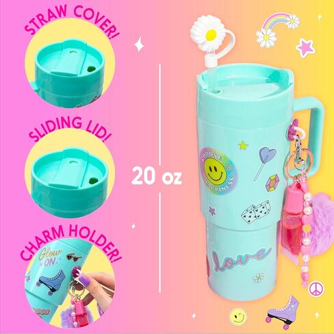 Just My Style Color Your Own Water Bottle, Includes Markers & Gemstones, Personalized Craft Kit for Kids, DIY Decorating, Gift for Girls in Kuwait