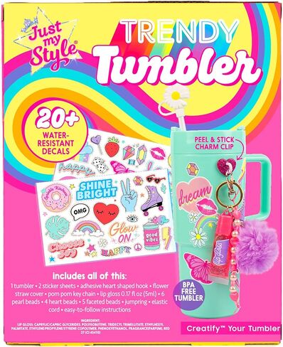Just My Style Color Your Own Water Bottle, Includes Markers & Gemstones, Personalized Craft Kit for Kids, DIY Decorating, Gift for Girls in Kuwait