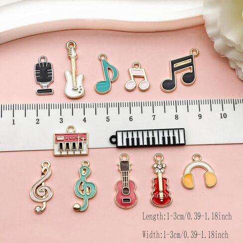 Youdiyla 80pcs Music Theme Mixed Shapes Musical Instruments Alloy Enamel Charm Pendants for DIY Bracelet Jewelry Making SN964 in Saudi Arabia