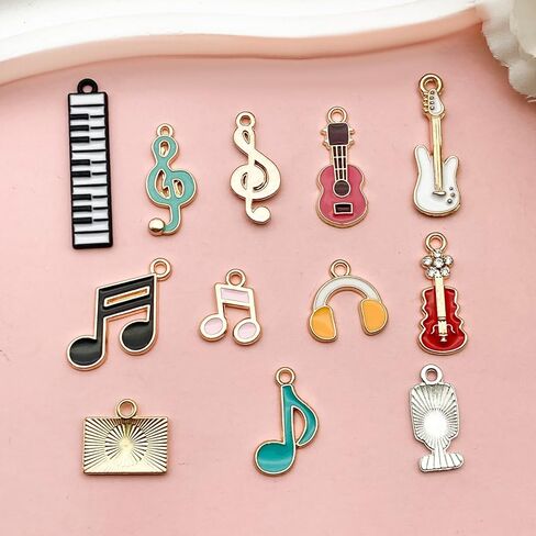 Youdiyla 80pcs Music Theme Mixed Shapes Musical Instruments Alloy Enamel Charm Pendants for DIY Bracelet Jewelry Making SN964 in Saudi Arabia