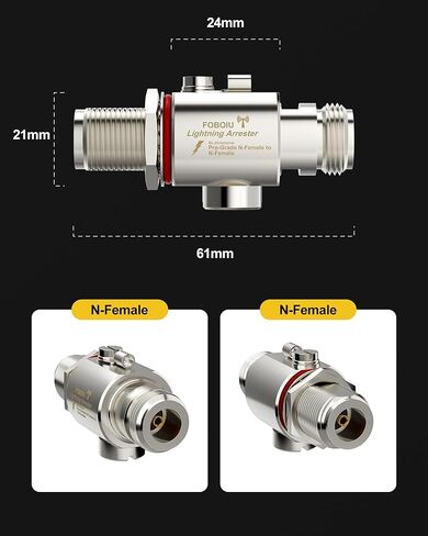Coaxial Lightning Arrester 2 Pack Suppressor Connectors Coax Cable Surge Protector for HF Radio，RF，VHF, UHF, CB, Ham, Two-Way Radio Ham Antenna with Dual UHF-Female (SO-239) in Saudi Arabia