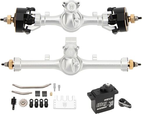 محاور MEUS RACING 5 مم ISO V2 SCX24 مع CVD مكونة من 3 أقسام مع قرون مؤازرة ومؤازرة للزاحف المحوري 1/24 SCX24 RC (أسود) in Saudi Arabia
