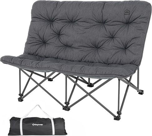 KingCamp Double Camping Chair, Outdoor Folding Loveseat Camping Chair for 2 Person, Extra Large Heavy Duty Camping Couch for Campsites, Soccer Games, Backyard with Cup Holder Arm Rest, Support 600 LBS in Kuwait