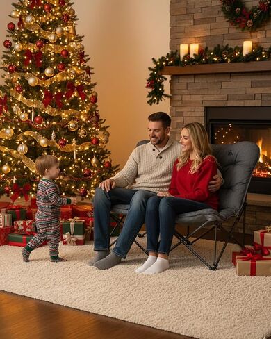 KingCamp Double Camping Chair, Outdoor Folding Loveseat Camping Chair for 2 Person, Extra Large Heavy Duty Camping Couch for Campsites, Soccer Games, Backyard with Cup Holder Arm Rest, Support 600 LBS in Kuwait