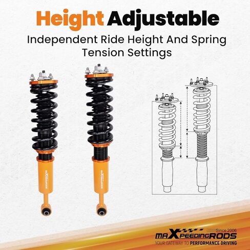 maxpeedingrods Coilovers لـ Lexus IS300 2000-2005، لـ Lexus IS200 1999-2005، طقم تعليق كويلوفيرز قابل للتعديل للارتفاع، مجموعة خفض دعامات امتصاص الصدمات المسبقة باللون الذهبي in Saudi Arabia