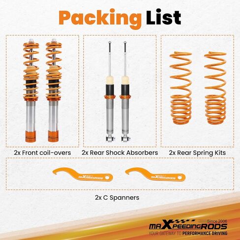 maXpeedingrods Coilovers for BMW 5 E39 1995-2003 RWD notchback 525i 530i 540i 520d 520i 523i 525td 525tds 528i 525d 530d 535i, Height Adjustable Shock ABsorber Suspension Lowering Kit Gold in Saudi Arabia