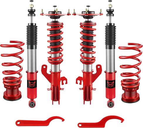 EVIL ENERGY Coilovers Compatible for Nissan Versa Hatchback (C11) 2007-2012, Height Adjustable Coilovers Lowering Kit with 32-Level Damper Adjustment, Coilovers Suspension Kit, Red in Saudi Arabia