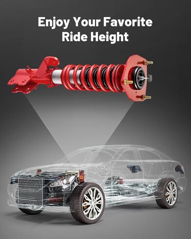 EVIL ENERGY Coilovers Compatible for Nissan Versa Hatchback (C11) 2007-2012, Height Adjustable Coilovers Lowering Kit with 32-Level Damper Adjustment, Coilovers Suspension Kit, Red in Saudi Arabia
