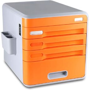 Flat File Cabinet, Drawer Organizer 4-Layers Lockable Environmentally Friendly Plastic-Yellow/Orange, with Digital Code Lock,Yellow in Kuwait