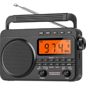 راديو AM FM رقمي على الموجات القصيرة مع أفضل استقبال، راديو محمول قابل لإعادة الشحن بقدرة 4000 مللي أمبير في الساعة مع تنبيه الطقس NOAA، مكبر صوت كبير، موالف رقمي وسماعات ستيريو، يدعم بطاقة Micro SD ومشغل MP3 USB in Kuwait